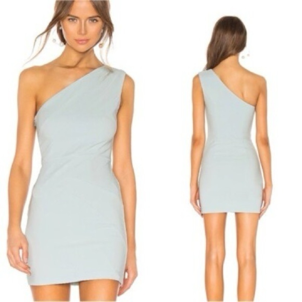 Michael Costello x Revolve Ava Dress One Shoulder Mini Ice Blue Size XS